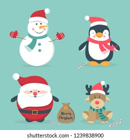 Hand drawn cute Christmas characters