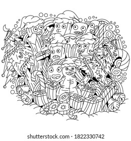 
Hand drawn of cute christmas  doodle 