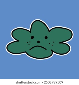 hand drawn cute clover leaf sticker illustration