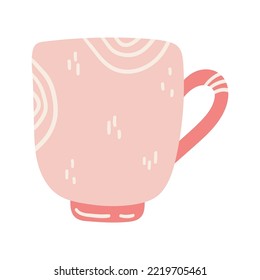 Hand drawn cute colored cup isolated on a white background. Doodle, illustration in a simple flat style. It can be used for decoration of textile, paper and other surfaces.