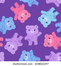 Hand Drawn Cute Colorful Bear Vector Illustration, Children's textile, idea design fabric
