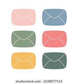 Hand drawn cute colorful envelopes for congratulations. Stickers for planner, notes, scrapbooking, cards