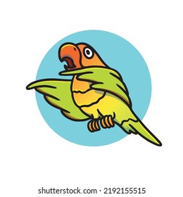 Hand drawn cute colorful lovebird illustration