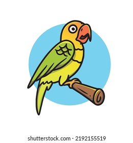 Hand drawn cute colorful lovebird illustration