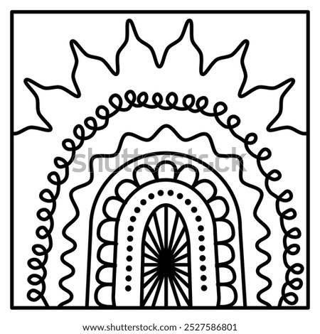 Hand Drawn Cute Coloring Book Vector Illustration. Bold and Easy Design For Adults and Kids. Coloring Page for Stress Relief and Relaxation