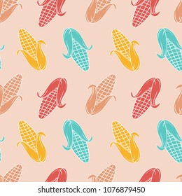 hand drawn cute corn seamless pattern to be printed in textiles or made into wallpaper