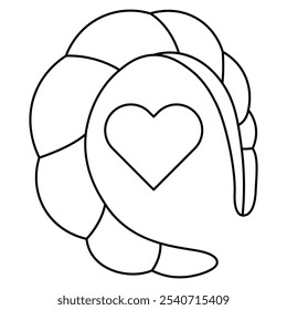 Hand Drawn Cute Cosmetics Coloring Book Vector Illustration. Bold and Easy Sponge Spa Headband Coloring Page for Adults and Kids. Coloring Sheet for Stress Relief and Relaxation