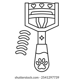 Hand Drawn Cute Cosmetics Coloring Book Vector Illustration. Bold and Easy Eyelash Curler Coloring Page for Adults and Kids. Coloring Sheet for Stress Relief and Relaxation