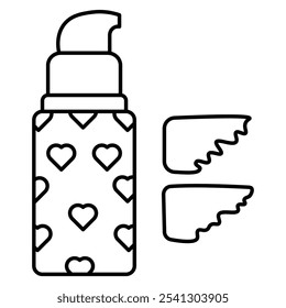Hand Drawn Cute Cosmetics Coloring Book Vector Illustration. Bold and Easy Coloring Page for Adults and Kids. Coloring Sheet for Stress Relief and Relaxation