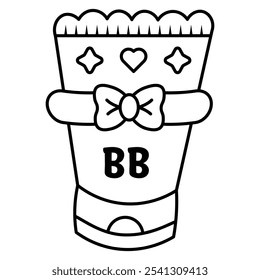 Desenhado à Mão Cosméticos Bonitos Coloração Livro Vetor Ilustração. Bold e fácil BB Cream colorir página para adultos e crianças. Folha de coloração para alívio de estresse e relaxamento