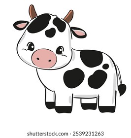 Hand drawn cute cow vector illustration 