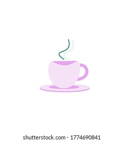 mano dibujada linda taza de café. sticker de comida kawaii. ilustración de dibujos animados de café rosa.