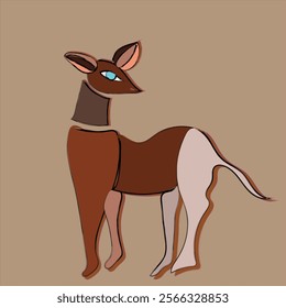 hand drawn cute deer with beautiful blue eyes. Standing doe deer side view in different color shades stock illustration. 