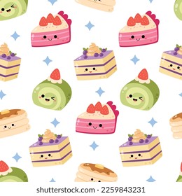 Hand drawn cute dessert seamless pattern vector design