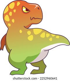Hand drawn cute dinosaur cartoon character. Cartoon dino on white background. Vector illustration.