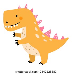 Hand drawn cute dinosaur isolated on white background. Concept for children print. Vector Illustration	