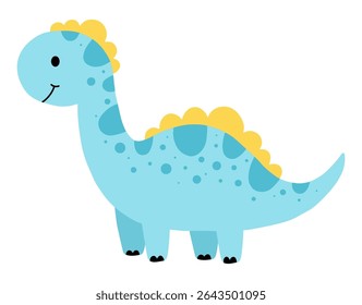 Hand drawn cute dinosaur isolated on white background. Concept for children print. Vector Illustration	