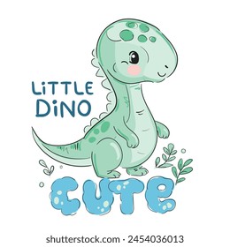 Hand drawn cute dinosaur vector cartoon character Kids summer spring print