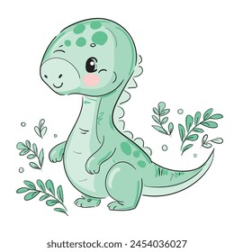 Hand drawn cute dinosaur vector cartoon character Kids summer spring print