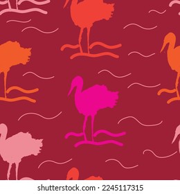Hand drawn cute dinosaurs seamless pattern. Children's pattern with bird and fish, flowers for fashion clothes, shirt, fabric. Scandinavian design. decor pattern for kids