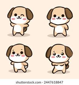 hand drawn cute dog cartoon for elements, clipart flat cute IIlustration