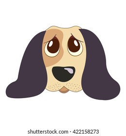 Hand drawn cute dog in cartoon style. Vector illustration. Sad puppy illustration. Adoption. Adopt concept.
