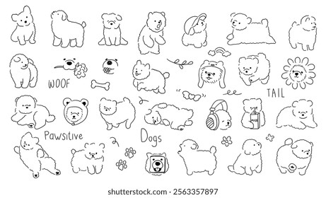 Hand drawn cute dog, dog doodle, puppy dog, portrait of a puppy