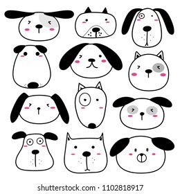 Set Colorful Simple Animal Faces Stock Vector (Royalty Free) 274265036