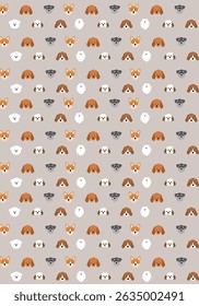 Hand drawn cute dog face pattern 