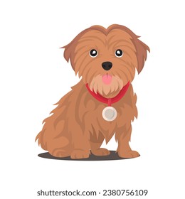 Hand drawn cute dog flat design. Puppy isolated white background
