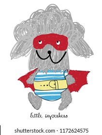 Hand drawn cute dog vector design for t shirt printing