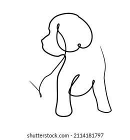 Hand drawn cute dog, vector illustration. Tibetan spaniel. Little dog