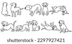 Hand drawn cute dogs doodles set. Vector illustration on white background.