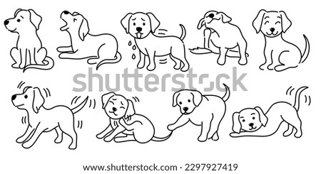 Hand drawn cute dogs doodles set. Vector illustration on white background.