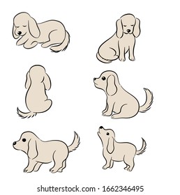 Perros lindos dibujados a mano. Doodle sobre fondo blanco.