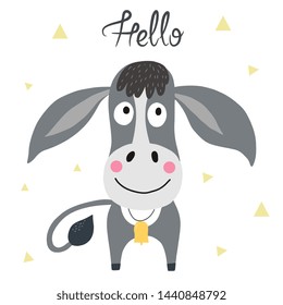 Hand drawn cute donkey vector illustration
