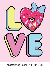 Hand drawn cute donut illustration for t shirt printing