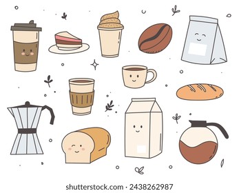Hand drawn cute doodle coffee shop iconHand drawn cute doodle coffee shop icon