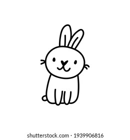 Hand drawn cute doodle easter bunny character