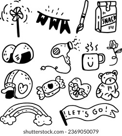 hand drawn cute doodle line.