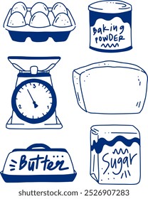 hand drawn cute doodle objects for dessert