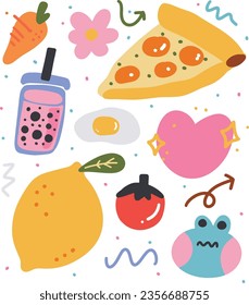 hand drawn cute doodle shapes.