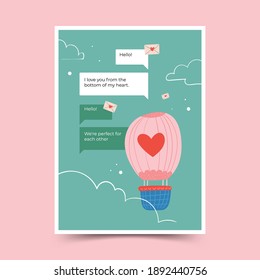 Hand drawn cute doodle valentines day poster template