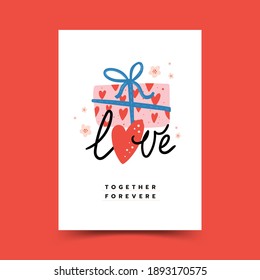 Hand drawn cute doodle valentines day poster template