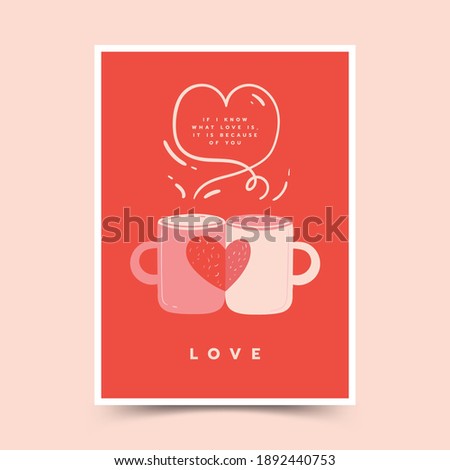 Hand drawn cute doodle valentines day poster template