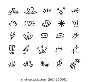 Hand drawn cute doodles element design for templates
