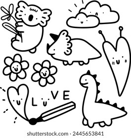 hand drawn cute doodles for templates.