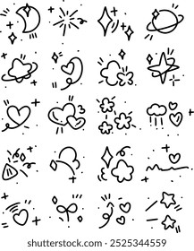 hand drawn cute doodles for templates.