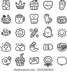 hand drawn cute doodles for templates.