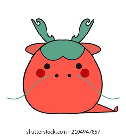 Hand drawn cute dragon cartoon character vector isolated on white background. 